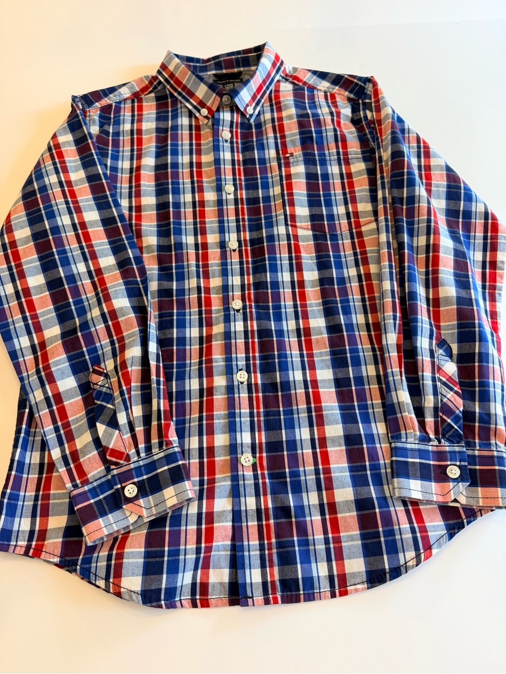 Tommy Hilfiger Boys' Plaid Button-Down Shirt – Size L (16/18)